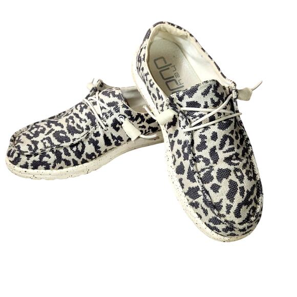 Hey Dude Wendy Women's Woven Casual Shoe Slip-On Cheetah Print Gray US 8 - Picture 1 of 8
